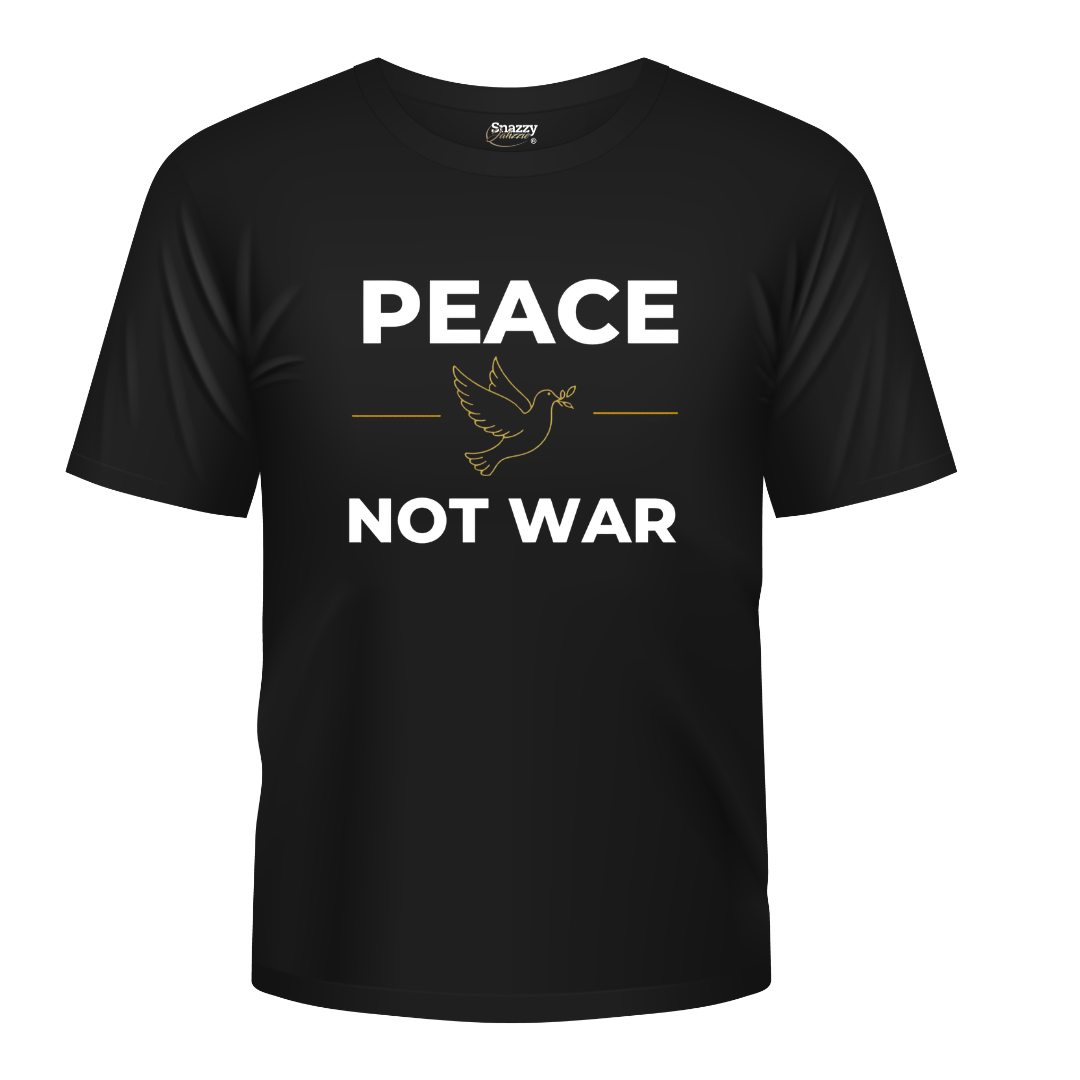 Peace Not War Black T-Shirt – Spiritual Graphic Tee | Snazzy Jahzzie