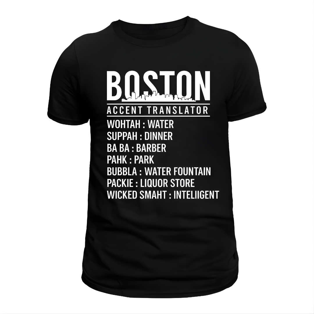Unisex Boston Accent Translator Black T-Shirt