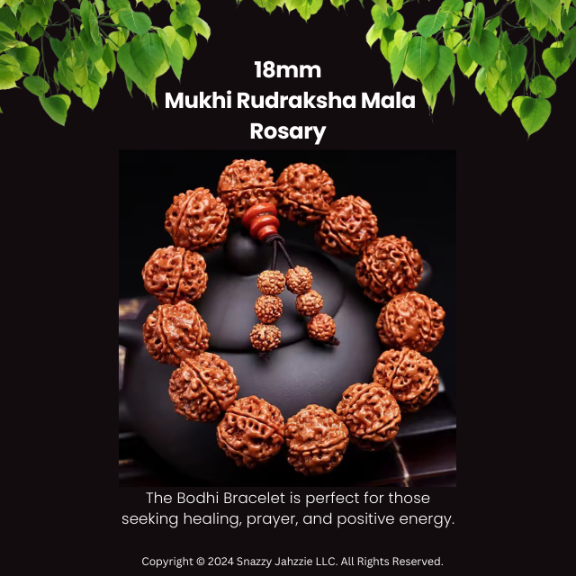 18mm Rudraksha Mukhi Mala Bracelet – Natural Meditation Prayer Beads