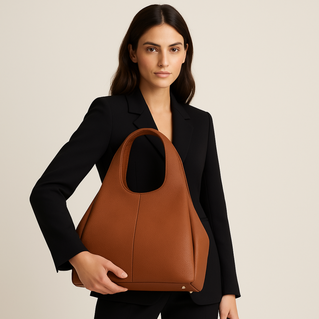 Snazzy Jahzzie Luxury Tan Leather Shoulder Bag