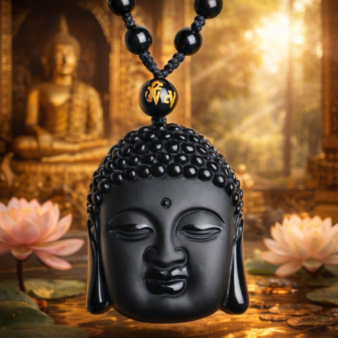 Beaded Rosary Necklace with Sakyamuni Buddha Head Charm