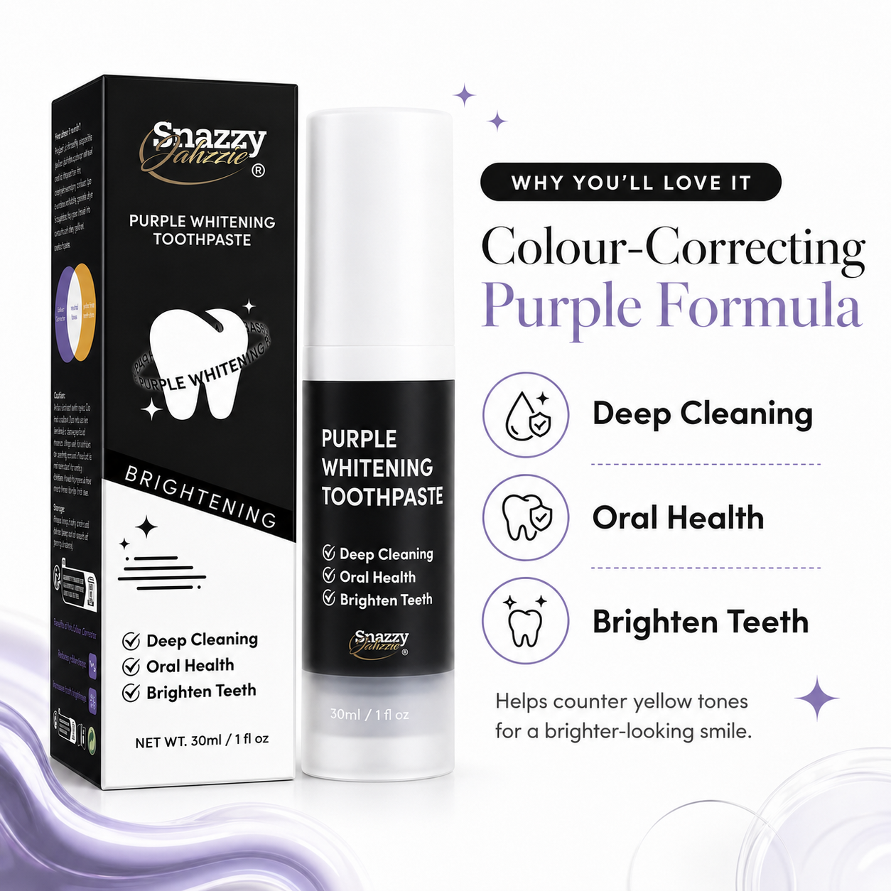 Snazzy Jahzzie Purple Whitening Toothpaste 30 ml / 1 fl oz