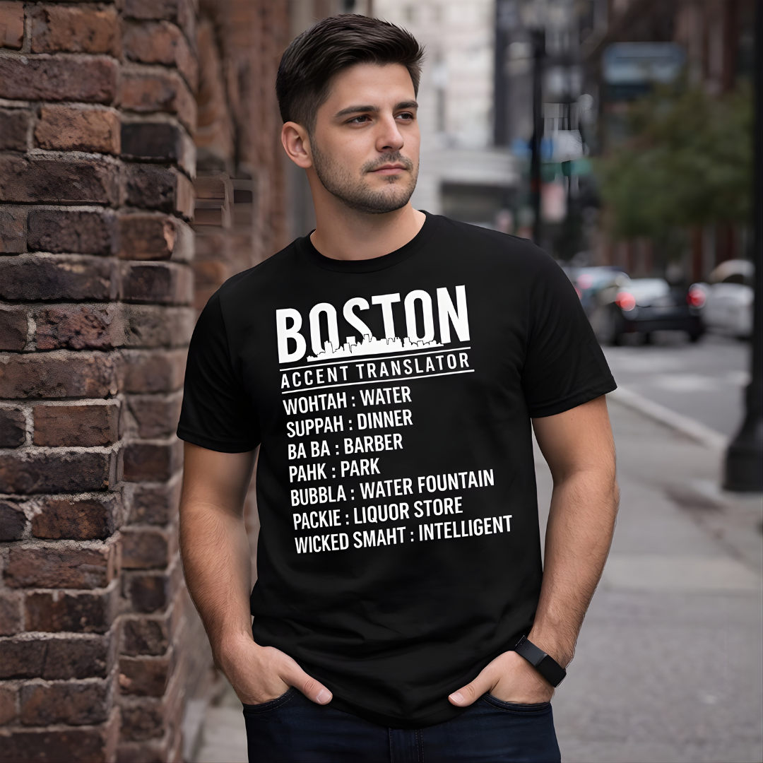 Unisex Boston Accent Translator Black T-Shirt