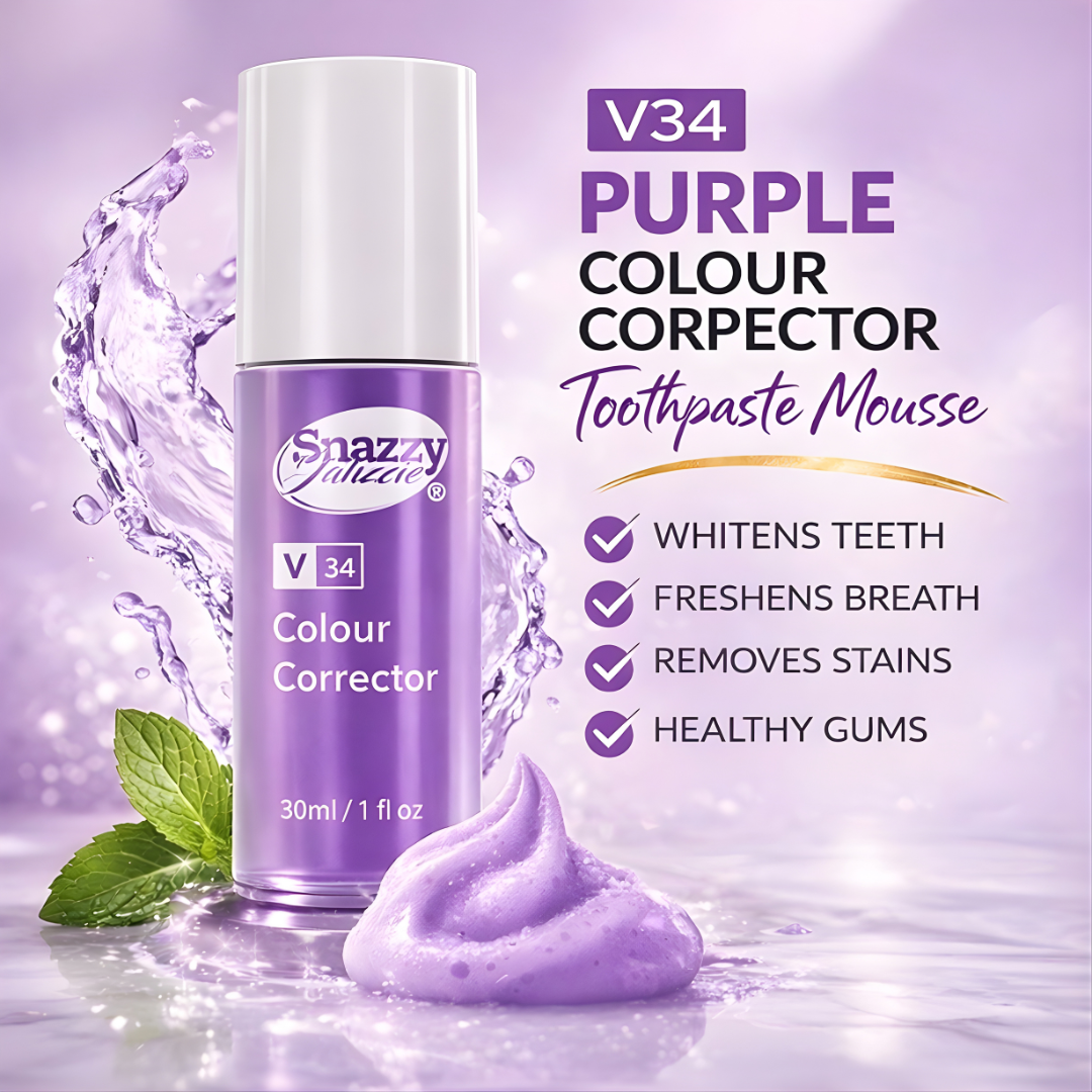 Snazzy Jahzzie V34 Purple Color Corrector Toothpaste Mousse – Teeth Whitening Foam
