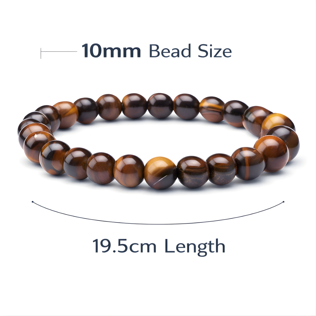 Brown Tiger Eye Bracelet – Natural Stone 10mm Beaded Meditation Bracelet