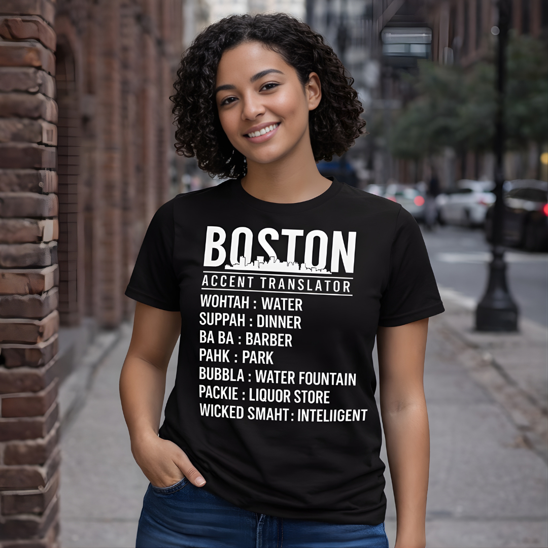 Unisex Boston Accent Translator Black T-Shirt