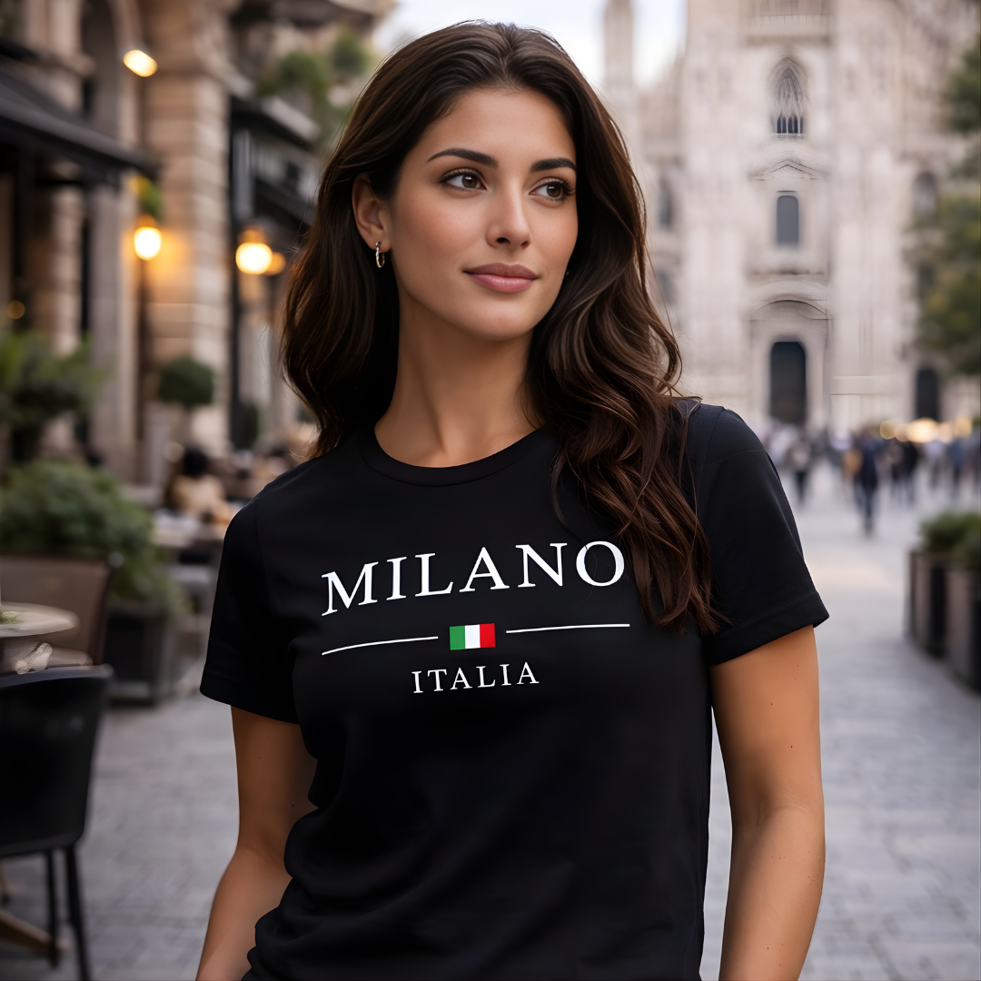 Unisex Milano, Italy Black T -Shirt