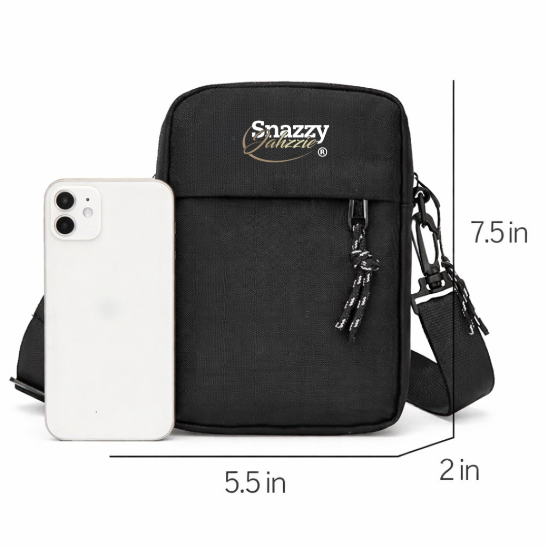 Snazzy Jahzzie Black Nylon Messenger Bag – Lightweight, Water-Resistant Crossbody (Unisex)