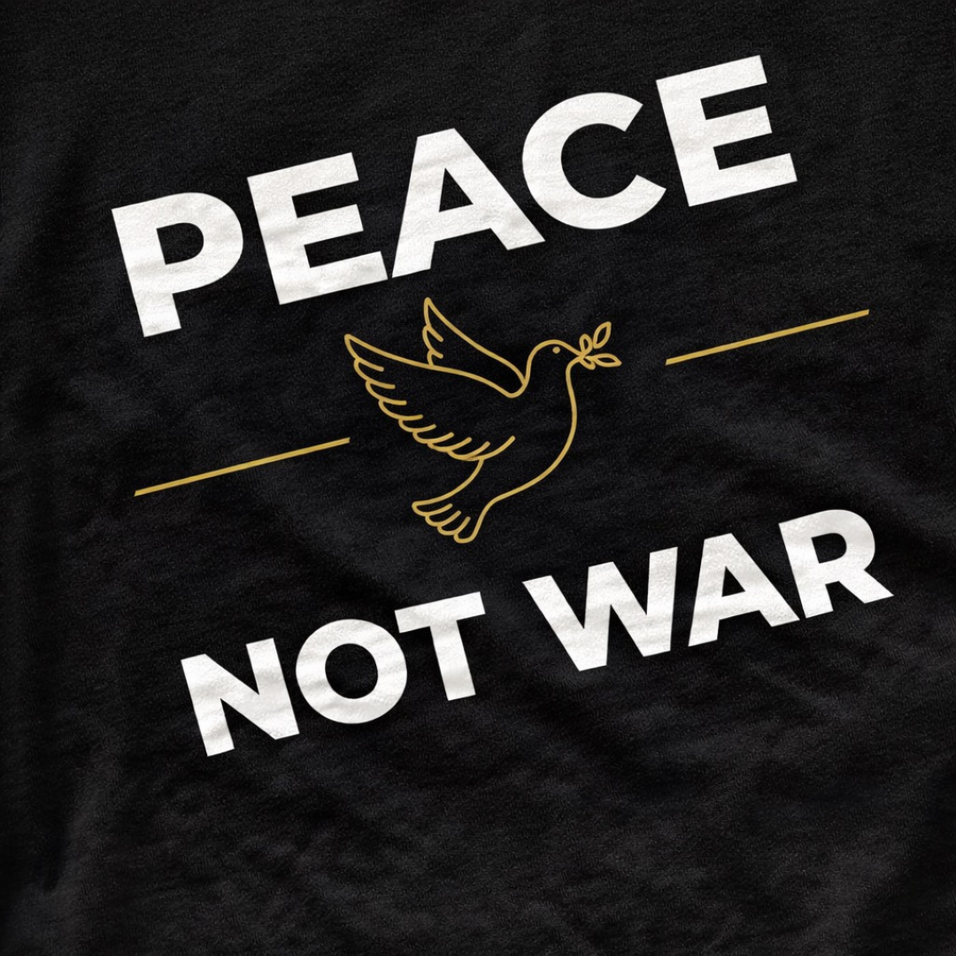 Peace Not War Black T-Shirt – Spiritual Graphic Tee | Snazzy Jahzzie