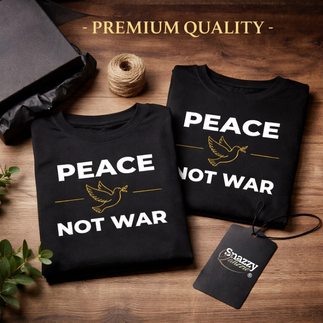 Peace Not War Black T-Shirt – Spiritual Graphic Tee | Snazzy Jahzzie