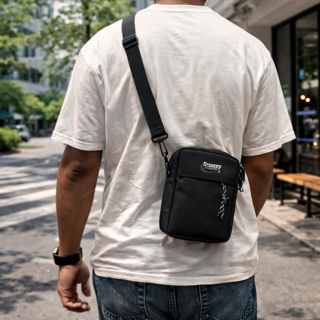 Snazzy Jahzzie Black Nylon Messenger Bag – Lightweight, Water-Resistant Crossbody (Unisex)