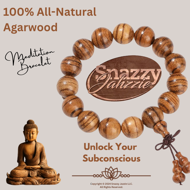 Natural Agarwood Meditation Bracelet – 15mm Beads | Buddhist Prayer Beads | Mindfulness & Spiritual Jewelry