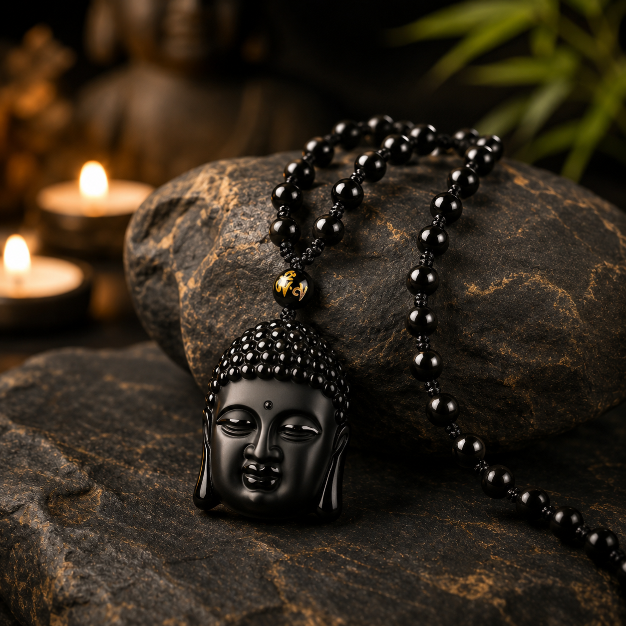 Temple-Blessed Buddha Rosary Necklace for Mindfulness and Meditation