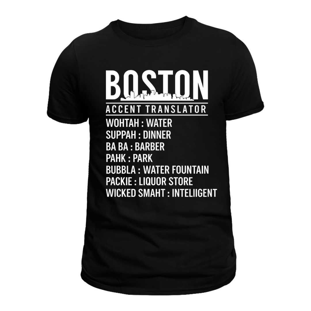Unisex Boston Accent Translator Black T-Shirt