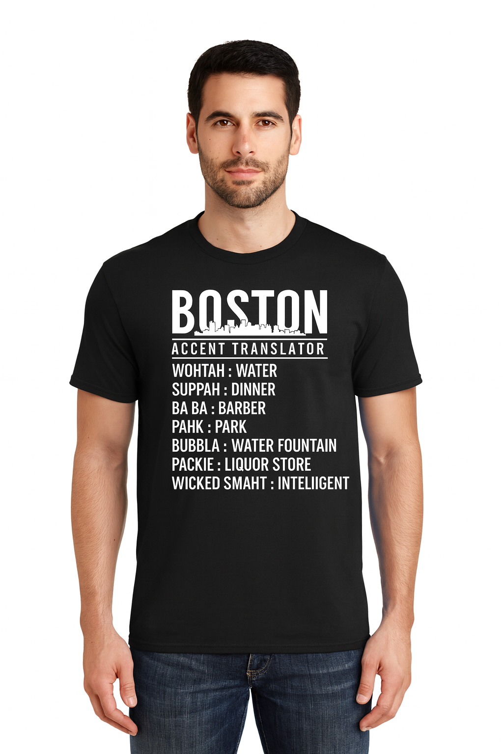 Unisex Boston Accent Translator Black T-Shirt