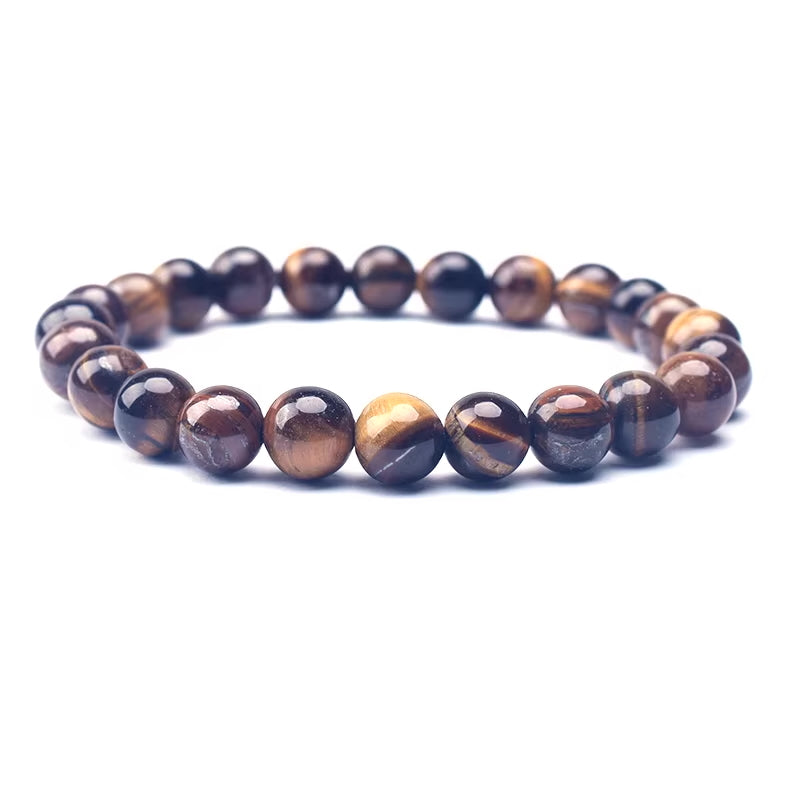 Brown Tiger Eye Bracelet – Natural Stone 10mm Beaded Meditation Bracelet