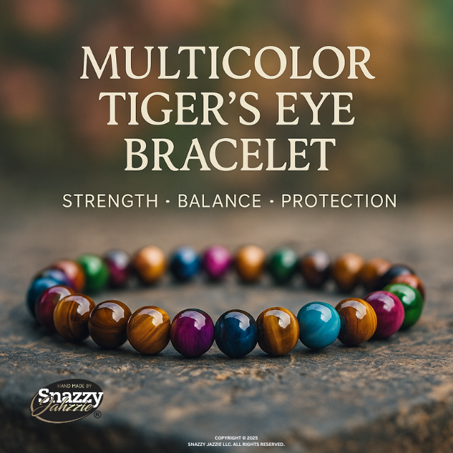 Multicolor Tiger Eye Beaded Bracelet – Natural Stone Meditation Bracelet for Balance & Protection (8mm)