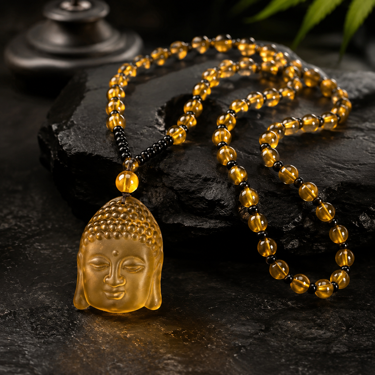 Temple-Blessed Buddha Rosary Necklace for Mindfulness and Meditation