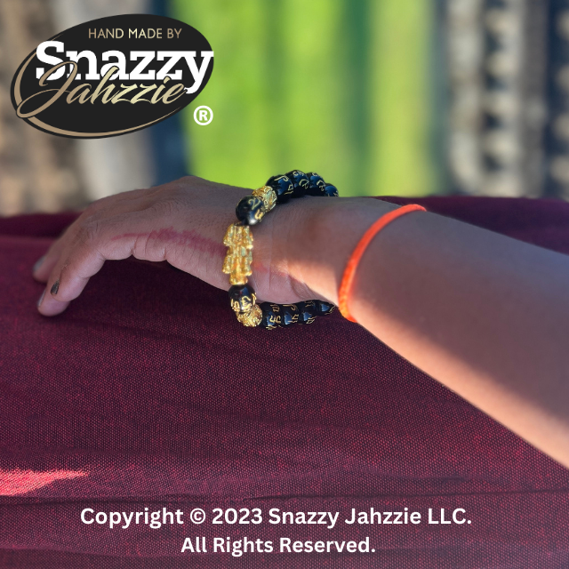 PiXiu Feng Shui Bracelet With Hand Carved Mantra. Unisex 12mm