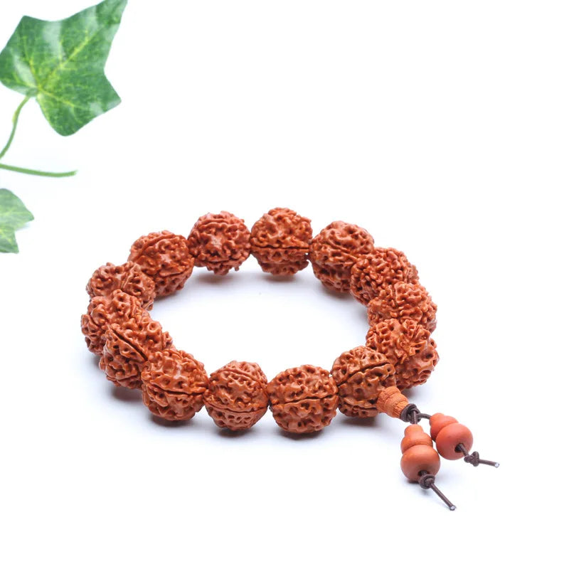 18mm Rudraksha Mukhi Mala Bracelet – Natural Meditation Prayer Beads