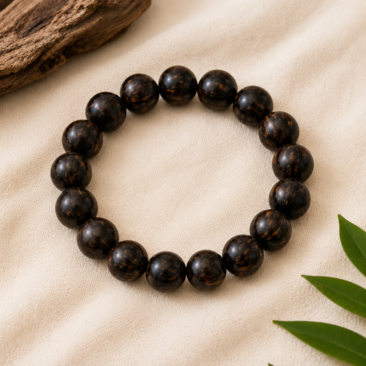 Vietnam Natural Wood Meditation Bracelet & Necklace Set – Monk-Blessed Jewelry