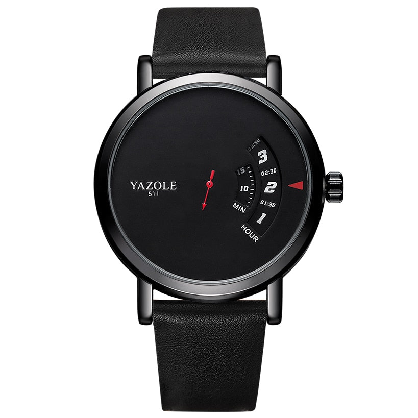 Men’s Quartz Wrist Watch With Leather Strap