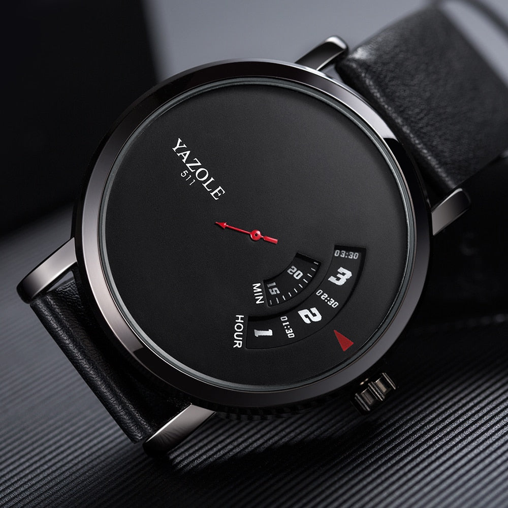 Men’s Quartz Wrist Watch With Leather Strap