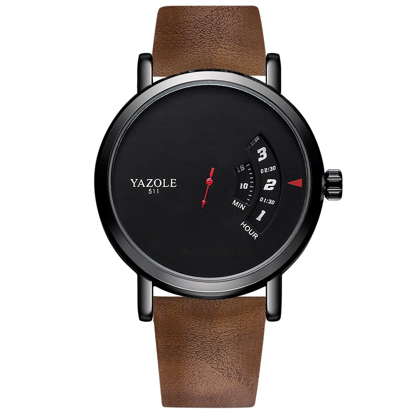 Men’s Quartz Wrist Watch With Leather Strap