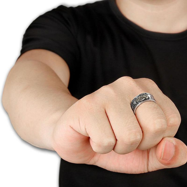 Pixiu Feng Shui Luck, Wealth & Protection Adjustable Ring for Unisex