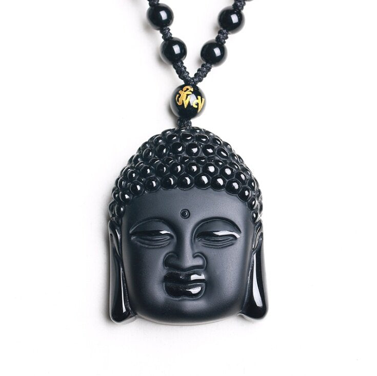 Black Obsidian Rosary Necklace – Sakyamuni Buddha Protection