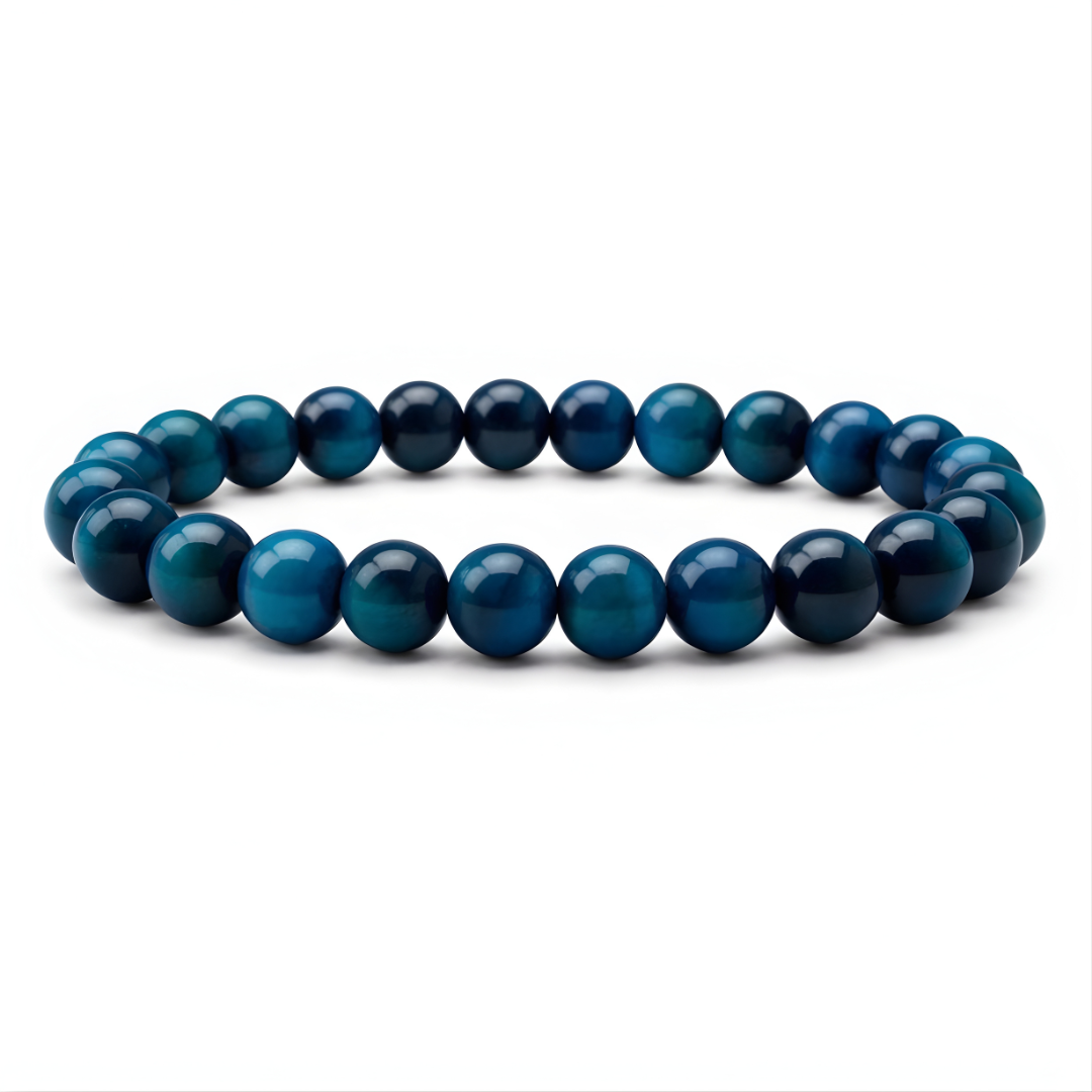 Blue Tiger Eye Natural Beaded Bracelet