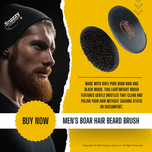 100% pure boar hair, beard & hairbrush hand-made by Snazzy Jahzzie.