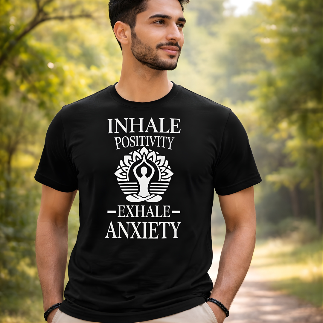 Inhale Positivity Exhale Anxiety Meditation Unisex t-shirt