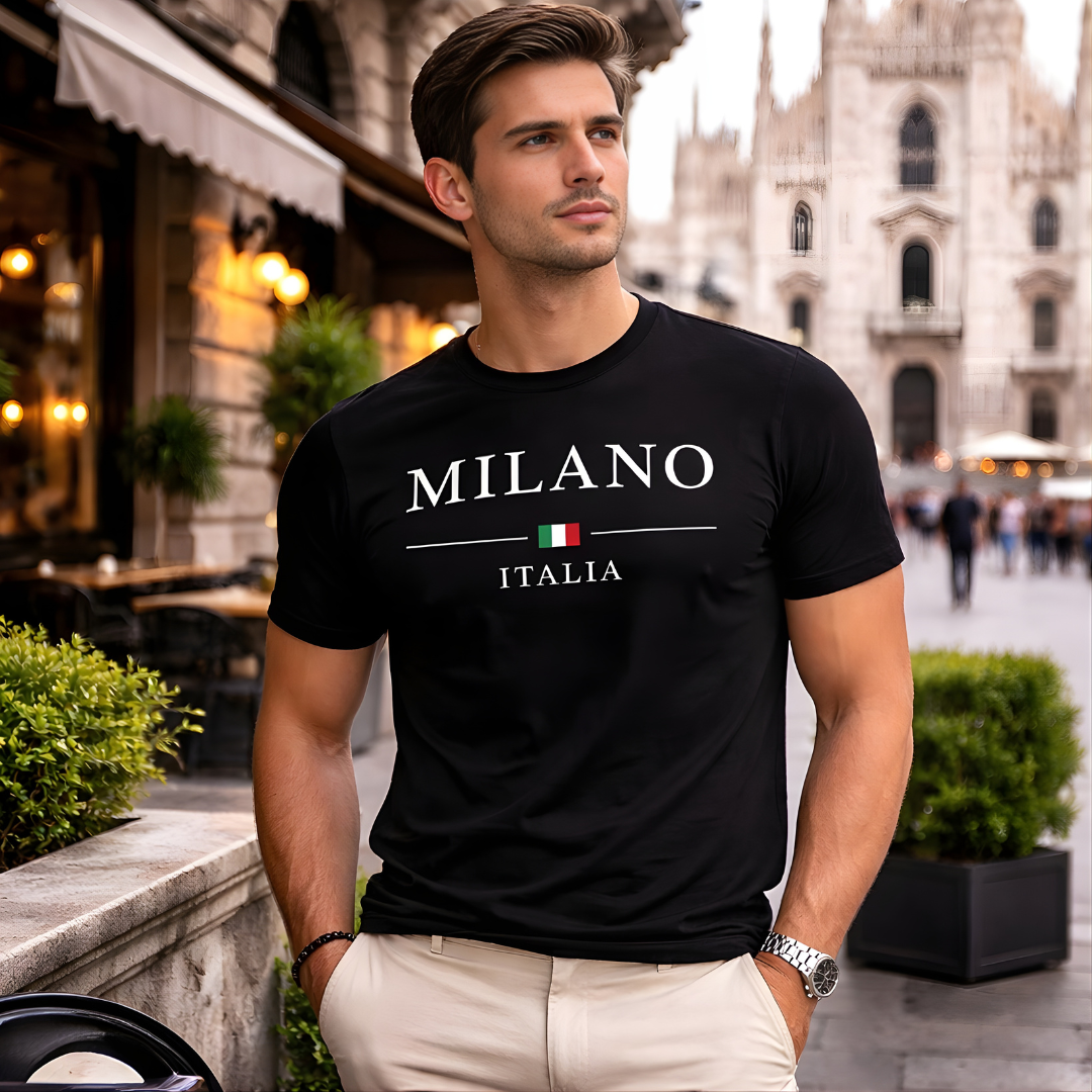 Unisex Milano, Italy Black T -Shirt