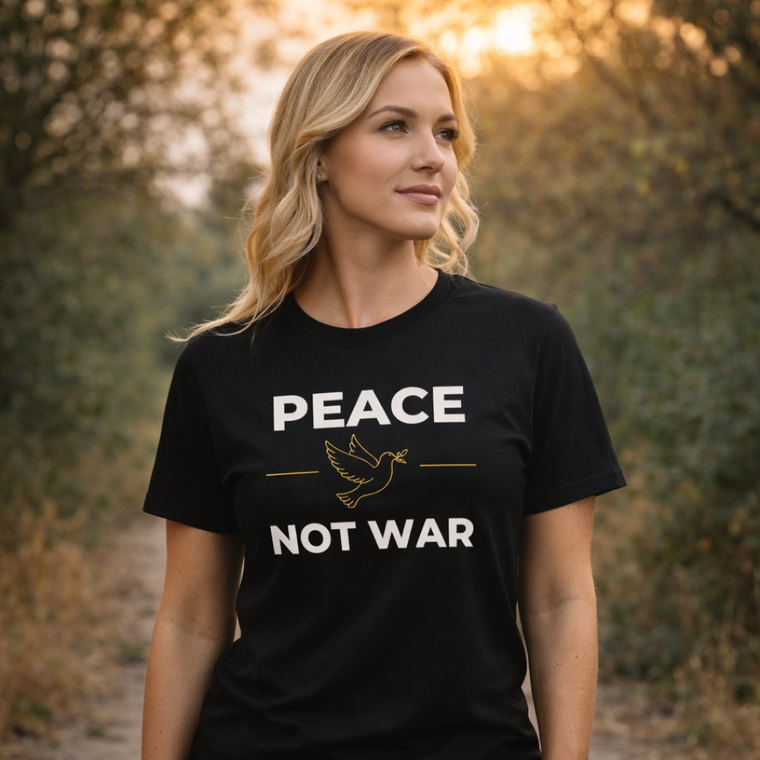 Peace Not War Black T-Shirt – Spiritual Graphic Tee | Snazzy Jahzzie