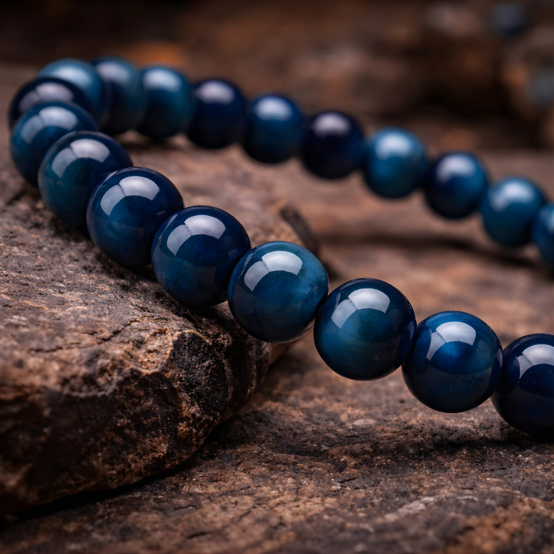Blue Tiger Eye Natural Beaded Bracelet