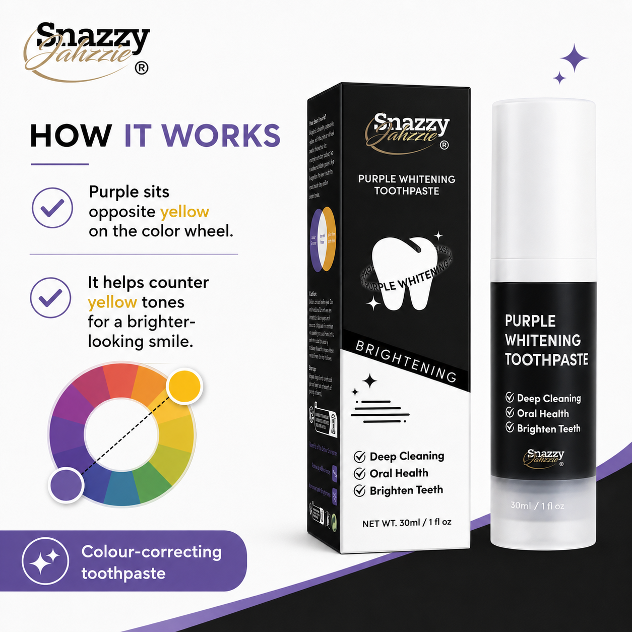 Snazzy Jahzzie Purple Whitening Toothpaste 30 ml / 1 fl oz