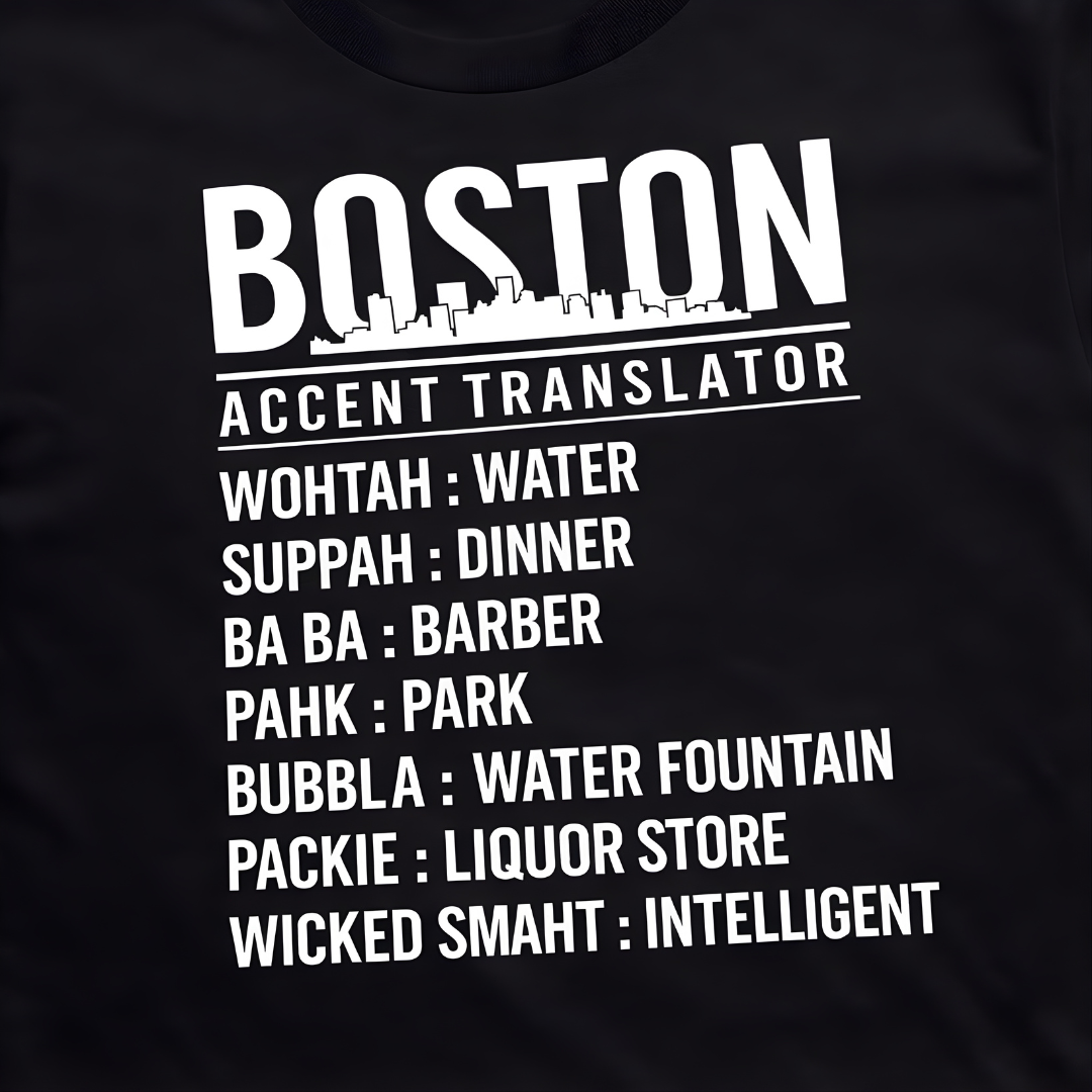Unisex Boston Accent Translator Black T-Shirt