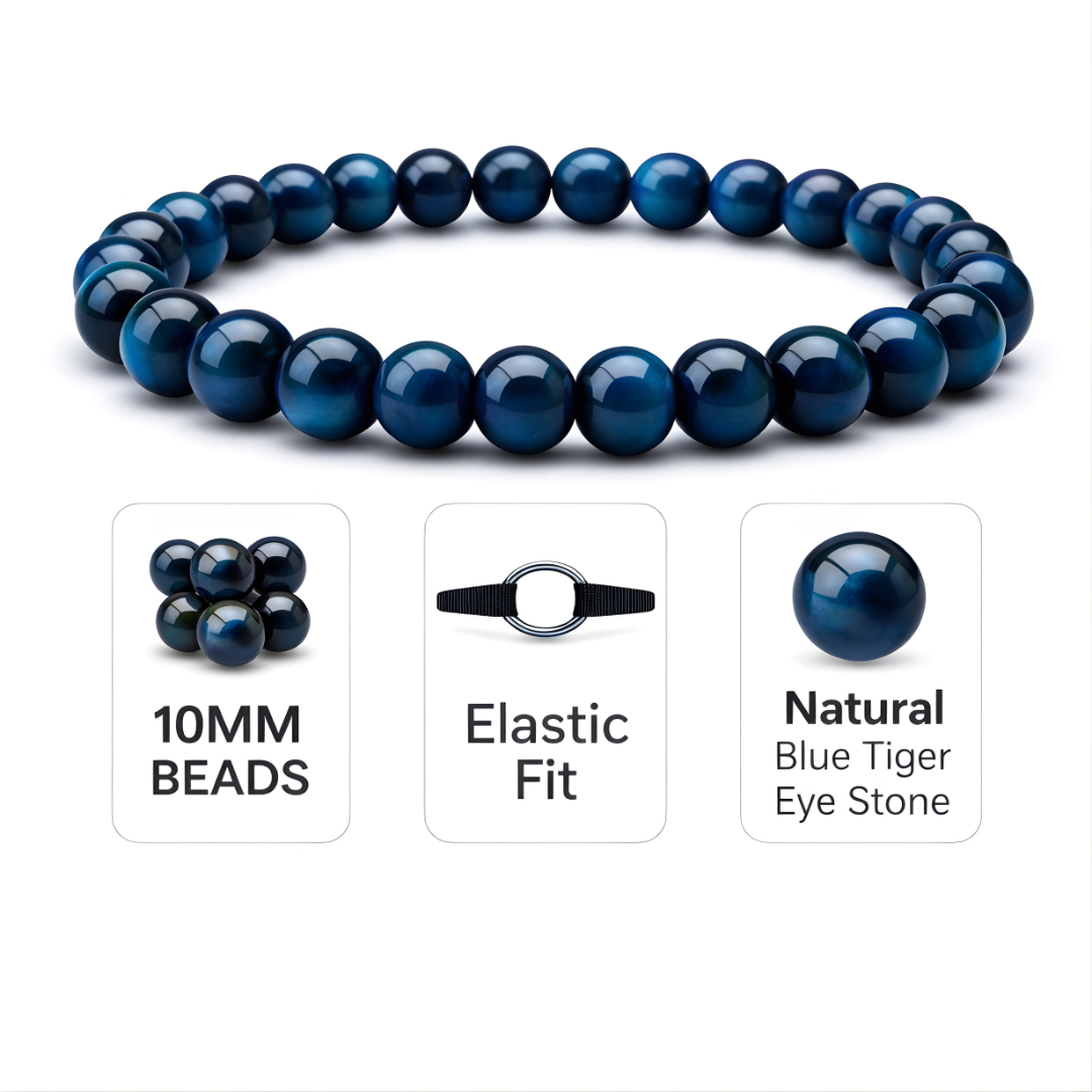 Blue Tiger Eye Natural Beaded Bracelet