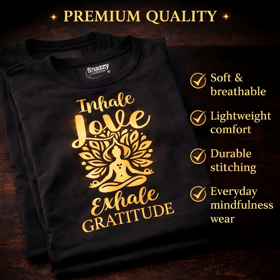 Inhale Love, Exhale Gratitude - Unisex Meditation T-Shirt