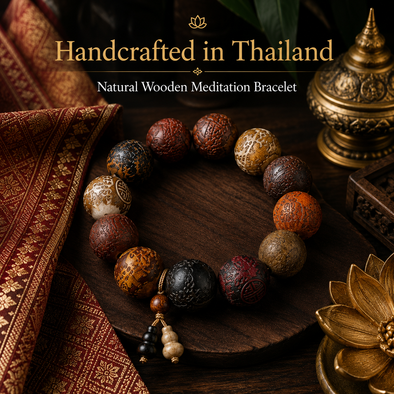 Thai Wooden Monk-Blessed Meditation Bracelet