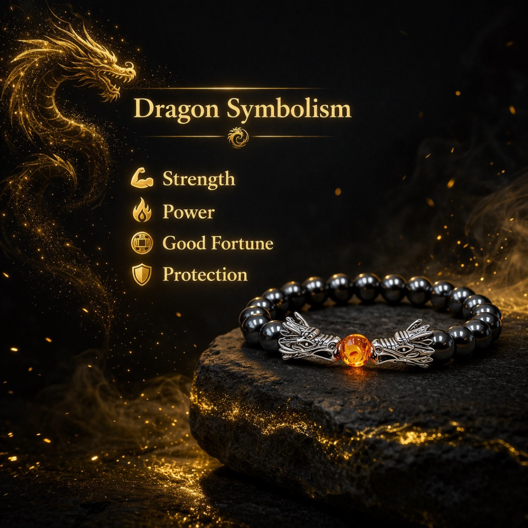 Hematite Dragon Bracelet 10mm