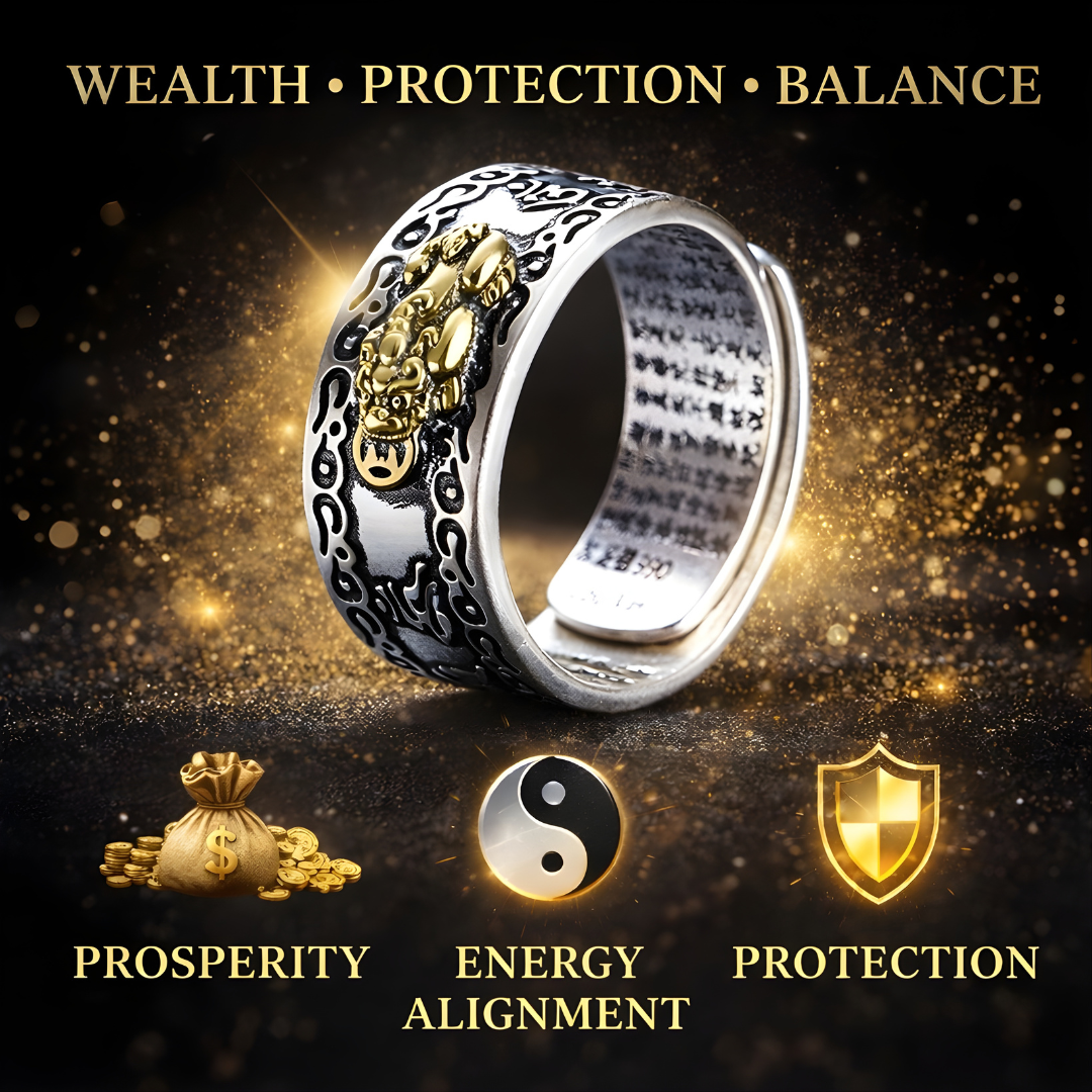 Pixiu Feng Shui Wealth & Protection Ring (Adjustable)