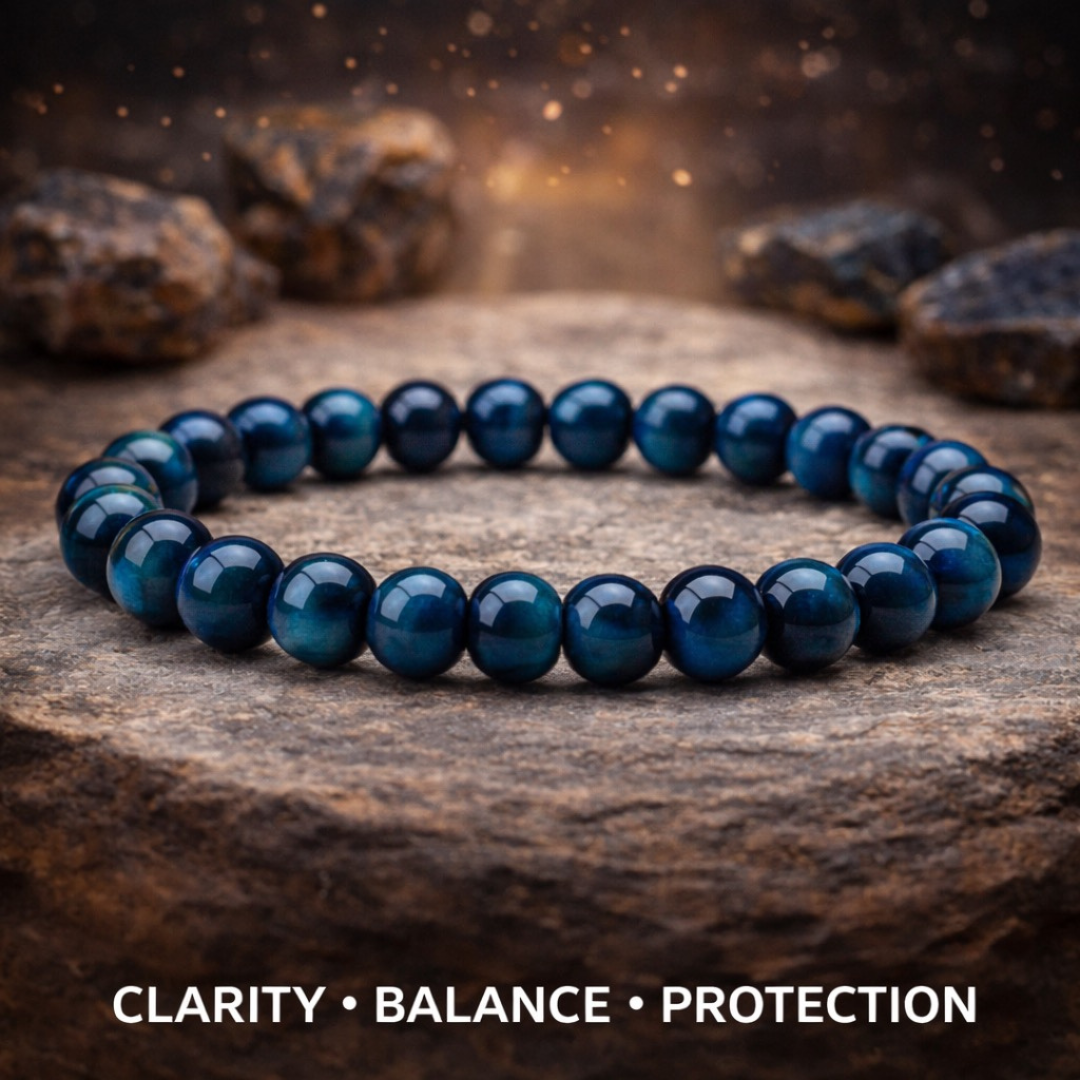 Blue Tiger Eye Natural Beaded Bracelet