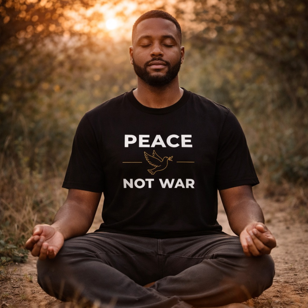 Peace Not War Black T-Shirt – Spiritual Graphic Tee | Snazzy Jahzzie