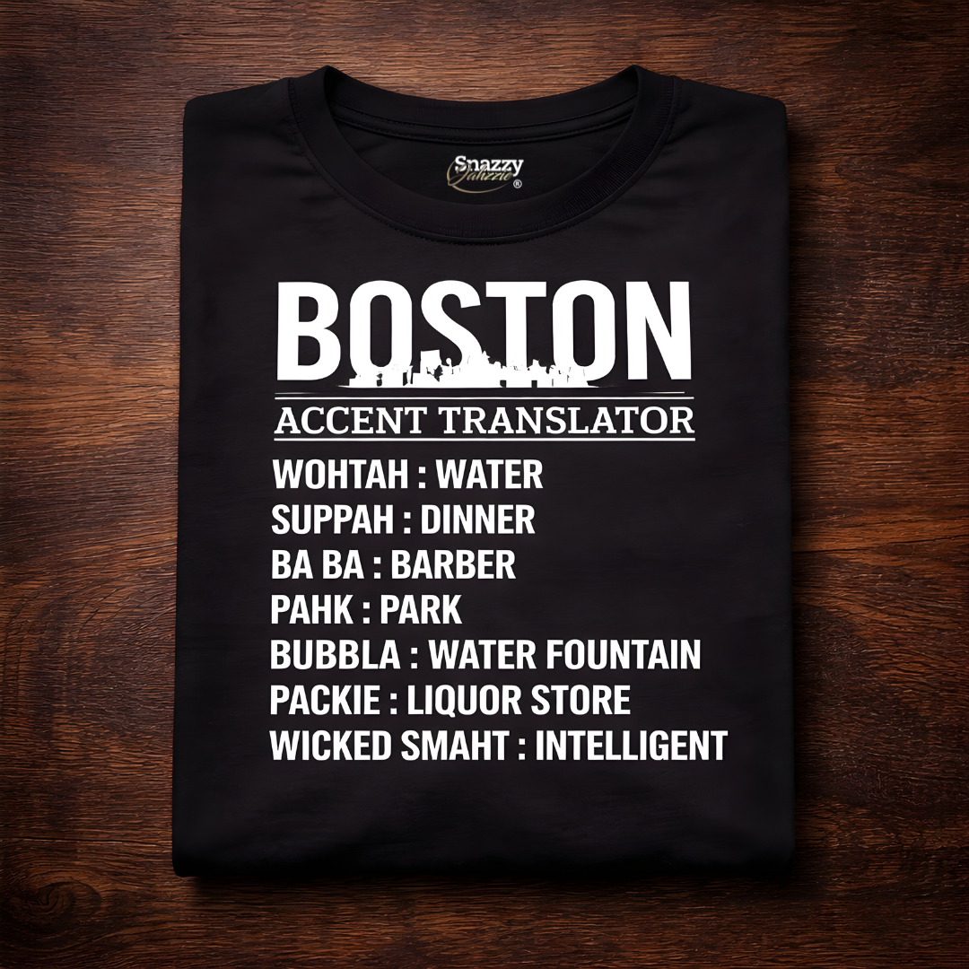 Unisex Boston Accent Translator Black T-Shirt