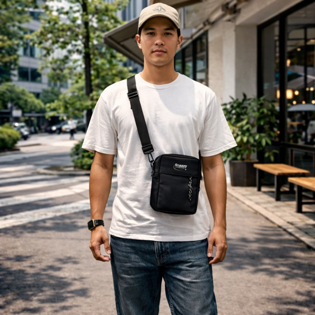 Snazzy Jahzzie Black Nylon Messenger Bag – Lightweight, Water-Resistant Crossbody (Unisex)