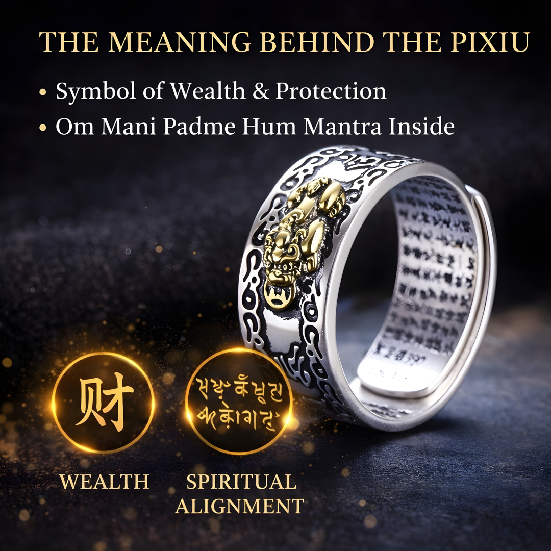Pixiu Feng Shui Wealth & Protection Ring (Adjustable)