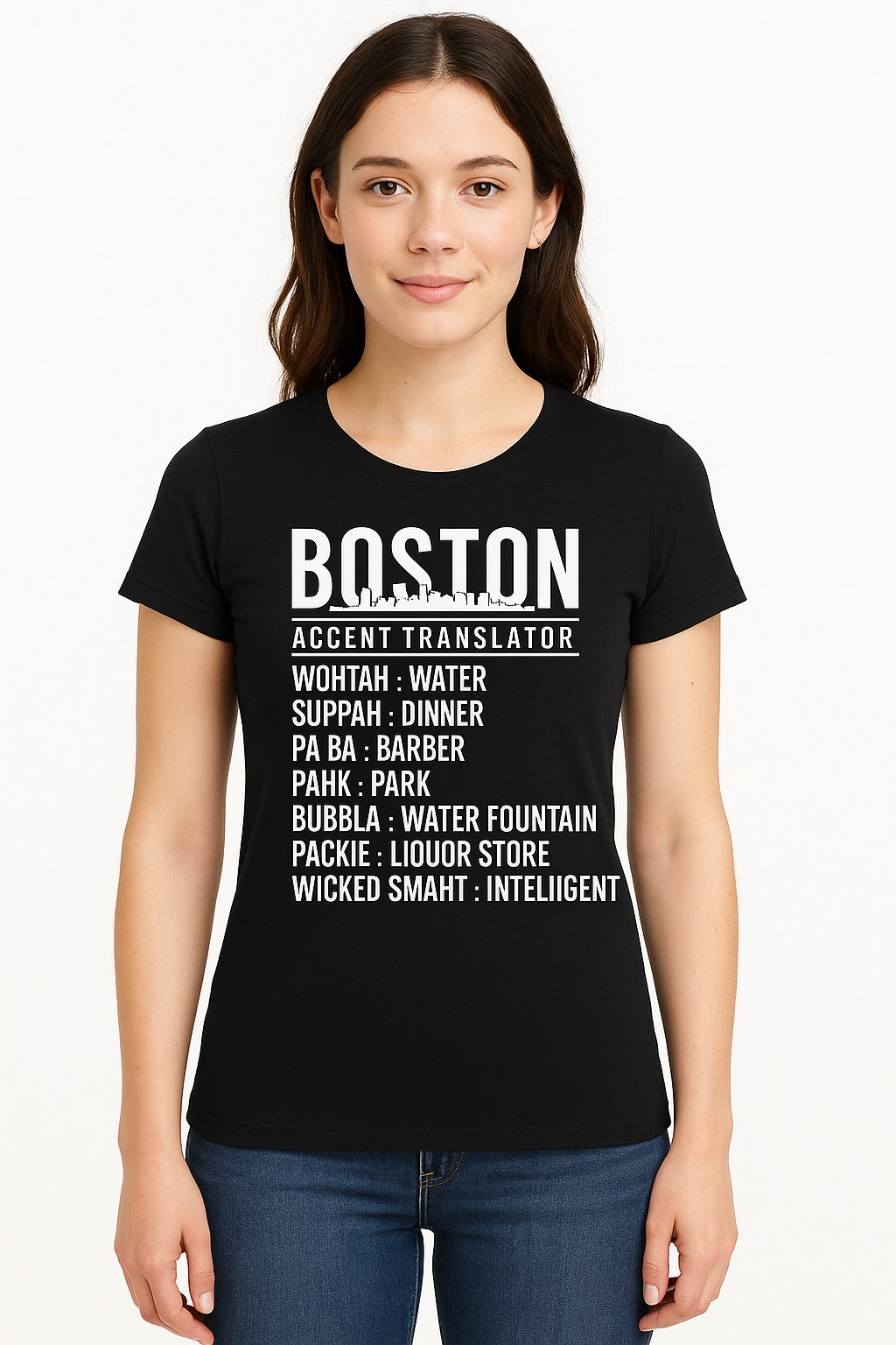 Unisex Boston Accent Translator Black T-Shirt