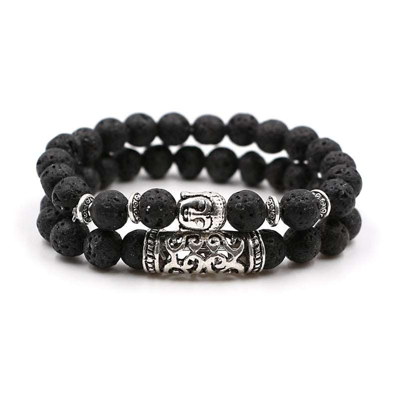 Lava Rock Buddha Lotus Mala Bracelet- 108 beads!– herwishlist